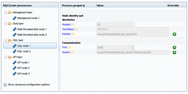 Define Attributes process with information panel showing attributes for an SQL process selected in the tree.